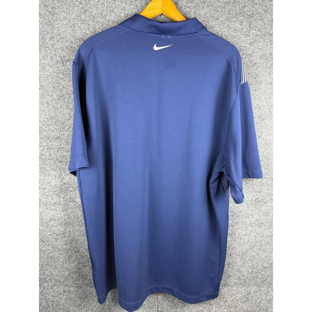 Nike Golf Dri-FIT Mens XL Navy Blue Geometric Graphic Performance Polo Shirt